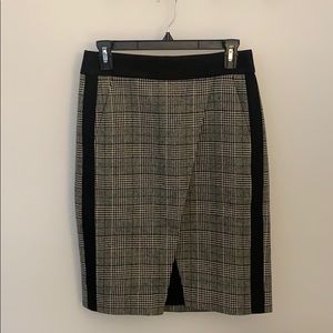 Plaid Pencil Skirt with Flap Style Slit